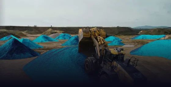 Construction machinery working on an aggregate site